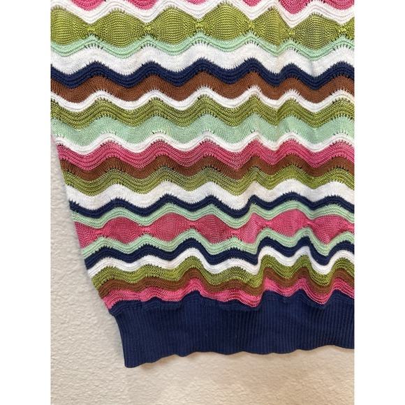 Womens Zig Zag Textured Knit Top Multicolored S Boho Mod Retro Chevron 70s - Picture 2 of 7